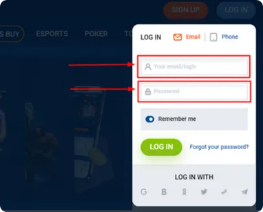 Enter username and password